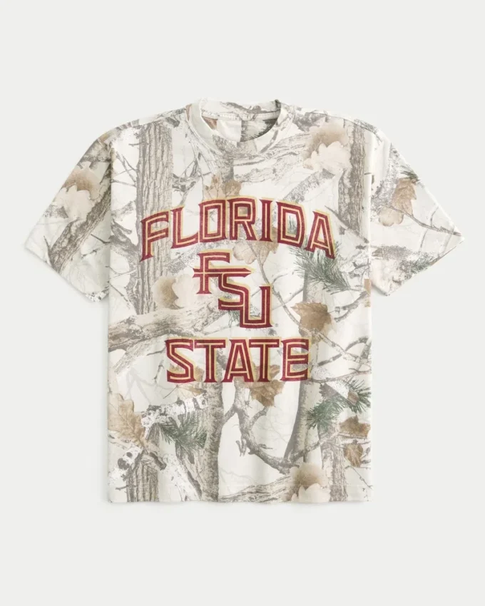Boxy Heavyweight Florida State University Seminoles Graphic Camo Tee Boxy Heavyweight Florida State University Seminoles Graphic Camo Tee