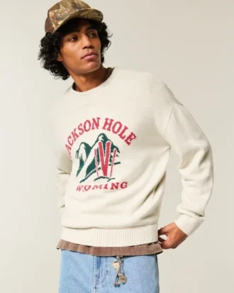 Boxy Jackson Hole Graphic Crew Sweater Boxy Jackson Hole Graphic Crew Sweater