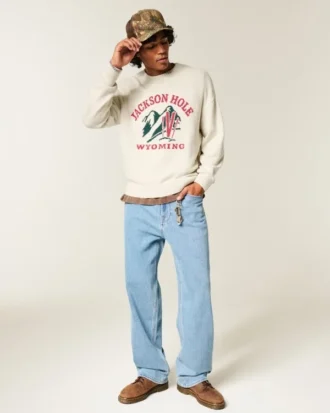 Boxy Jackson Hole Graphic Crew Sweater Boxy Jackson Hole Graphic Crew Sweater