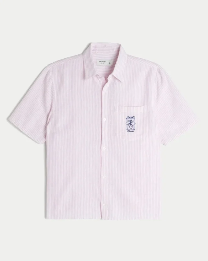 Boxy Linen-Blend Short-Sleeve Key West Graphic Shirt Boxy Linen-Blend Short-Sleeve Key West Graphic Shirt