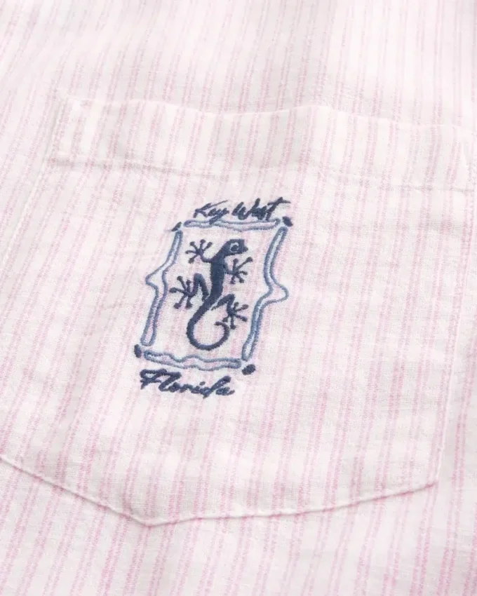 Boxy Linen-Blend Short-Sleeve Key West Graphic Shirt Boxy Linen-Blend Short-Sleeve Key West Graphic Shirt