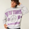 Boxy New York University Violets Graphic Crew Sweatshirt Boxy New York University Violets Graphic Crew Sweatshirt