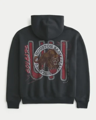 Boxy University of Houston Cougars Μπλούζα με κουκούλα και σχέδιο μπάσκετ