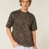 Boxy βαρύ βαμβακερό T-shirt με λεοπάρ μοτίβο Boxy βαρύ βαμβακερό T-shirt με λεοπάρ μοτίβο