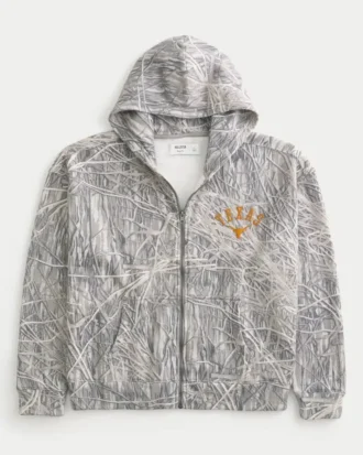 Boxy Zip-Up Πανεπιστήμιο του Τέξας στο Ώστιν Longhorns Graphic Hoodie