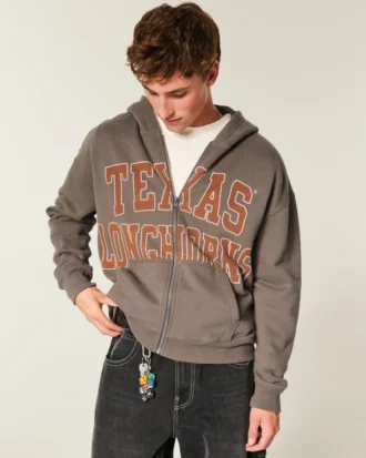 Boxy Zip-Up Πανεπιστήμιο του Τέξας στο Ώστιν Longhorns Graphic Hoodie