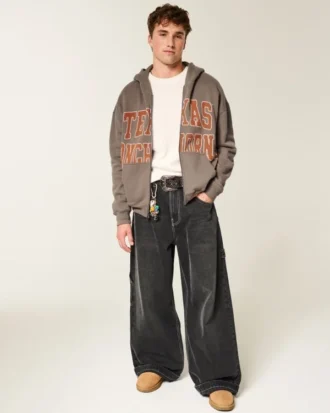 Boxy Zip-Up Πανεπιστήμιο του Τέξας στο Ώστιν Longhorns Graphic Hoodie