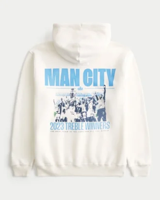 Χαλαρή μπλούζα με κουκούλα και σχέδιο Manchester City