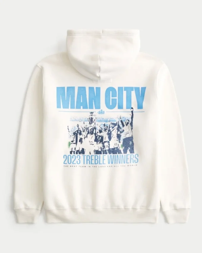Χαλαρή μπλούζα με κουκούλα και σχέδιο Manchester City Χαλαρή μπλούζα με κουκούλα και σχέδιο Manchester City