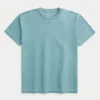 Χαλαρό πλυμένο T-shirt με στρογγυλό λαιμό Χαλαρό πλυμένο T-shirt με στρογγυλό λαιμό