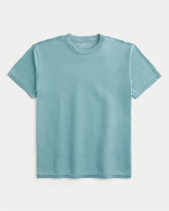 Χαλαρό πλυμένο T-shirt με στρογγυλό λαιμό