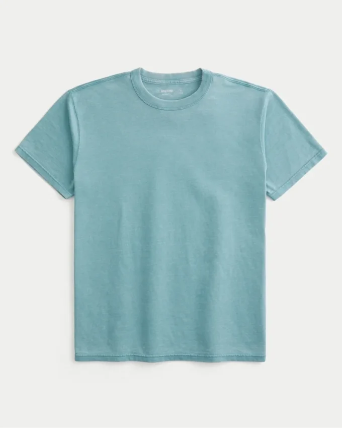 Χαλαρό πλυμένο T-shirt με στρογγυλό λαιμό Χαλαρό πλυμένο T-shirt με στρογγυλό λαιμό
