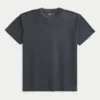 Χαλαρό πλυμένο T-shirt με στρογγυλό λαιμό Χαλαρό πλυμένο T-shirt με στρογγυλό λαιμό