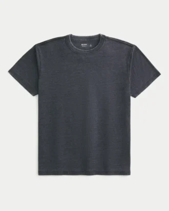Χαλαρό πλυμένο T-shirt με στρογγυλό λαιμό