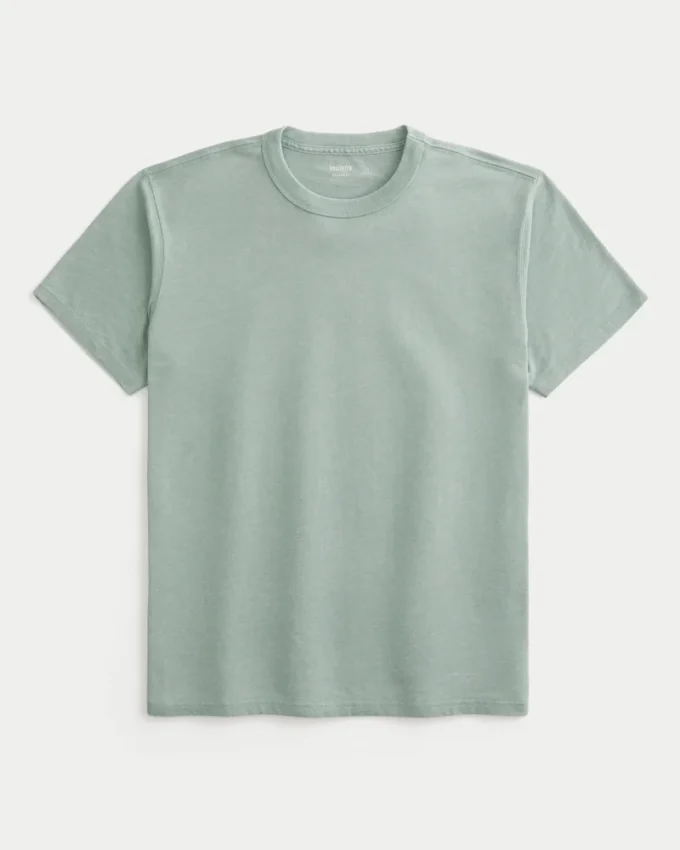Χαλαρό πλυμένο T-shirt με στρογγυλό λαιμό Χαλαρό πλυμένο T-shirt με στρογγυλό λαιμό