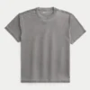Χαλαρό πλυμένο T-shirt με στρογγυλό λαιμό Χαλαρό πλυμένο T-shirt με στρογγυλό λαιμό