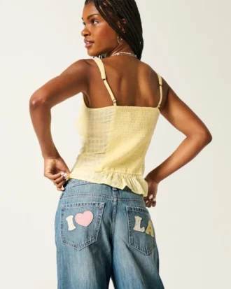 Χαμηλό μέσο πλύσιμο Los Angeles Graphic Baggy Jeans Χαμηλό μέσο πλύσιμο Los Angeles Graphic Baggy Jeans