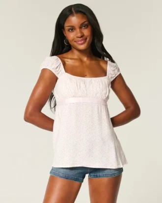 Εύκολο σατέν babydoll top με δέσιμο