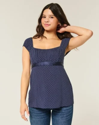 Εύκολο σατέν babydoll top με δέσιμο