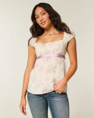 Εύκολο σατέν babydoll top με δέσιμο