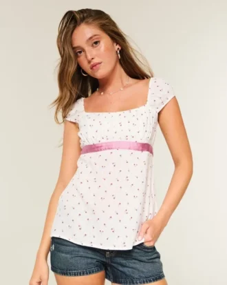 Εύκολο σατέν babydoll top με δέσιμο