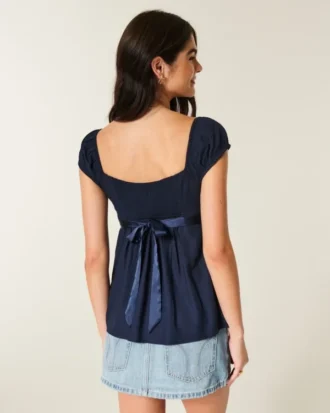 Εύκολο σατέν babydoll top με δέσιμο