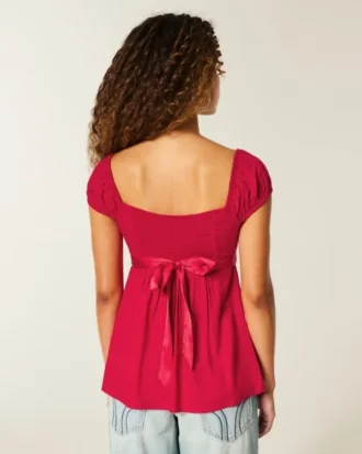 Εύκολο σατέν babydoll top με δέσιμο