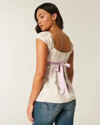 Εύκολο σατέν babydoll top με δέσιμο