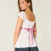 Εύκολο σατέν babydoll top με δέσιμο Εύκολο σατέν babydoll top με δέσιμο
