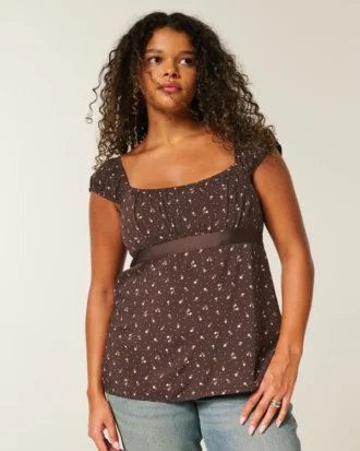 Εύκολο σατέν babydoll top με δέσιμο