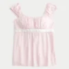 Εύκολο σατέν babydoll top με δέσιμο