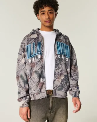 Φαρδιά φούτερ με κουκούλα και φερμουάρ Villanova Wildcats Graphic Camo Hoodie