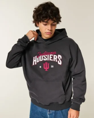 Φαρδιά μπλούζα με κουκούλα και σχέδιο Indiana University Hoosiers