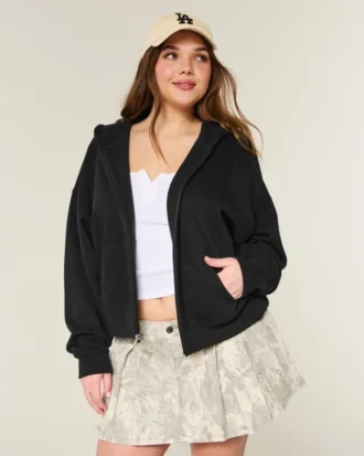 Φούτερ με φερμουάρ σε oversized μέγεθος