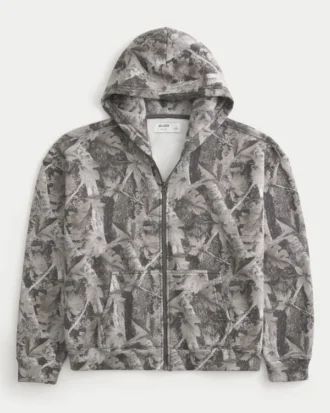 Φούτερ με κουκούλα και φερμουάρ Boxy Camo