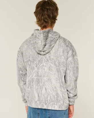 Φούτερ με κουκούλα και φερμουάρ Boxy Camo