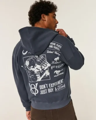 Φούτερ με κουκούλα και φερμουάρ Boxy Zip-Up Ford Graphic Hoodie