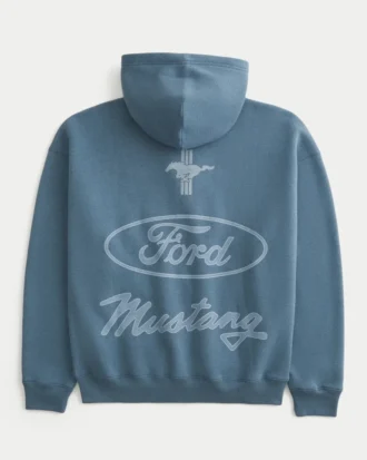 Φούτερ με κουκούλα και φερμουάρ Boxy Zip-Up Ford Mustang Graphic Hoodie