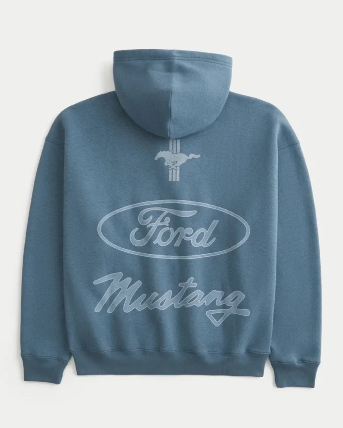 Φούτερ με κουκούλα και φερμουάρ Boxy Zip-Up Ford Mustang Graphic Hoodie