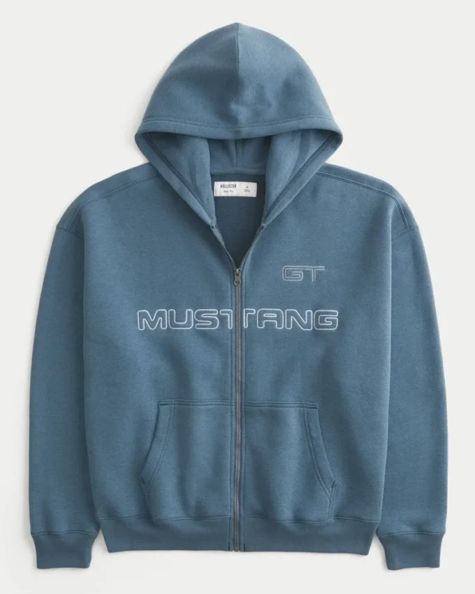 Φούτερ με κουκούλα και φερμουάρ Boxy Zip-Up Ford Mustang Graphic Hoodie