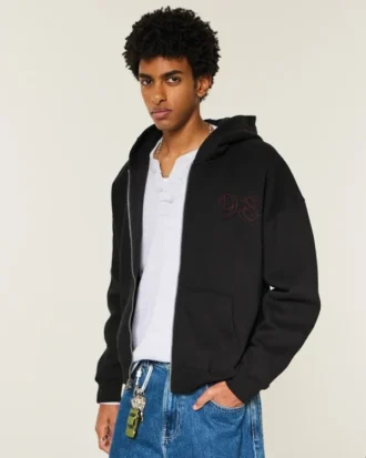 Φούτερ με κουκούλα και φερμουάρ Boxy Zip-Up Good Luck Graphic Hoodie