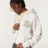Φούτερ με κουκούλα και φερμουάρ Boxy Zip-Up University of Miami Hurricanes Graphic Hoodie
