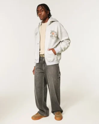 Φούτερ με κουκούλα και φερμουάρ Boxy Zip-Up University of Miami Hurricanes Graphic Hoodie