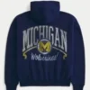 Φούτερ με κουκούλα και φερμουάρ Boxy Zip-Up University of Michigan Wolverines Graphic Hoodie