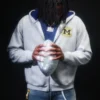 Φούτερ με κουκούλα και φερμουάρ Boxy Zip-Up University of Michigan Wolverines Graphic Hoodie