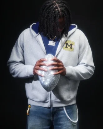 Φούτερ με κουκούλα και φερμουάρ Boxy Zip-Up University of Michigan Wolverines Graphic Hoodie