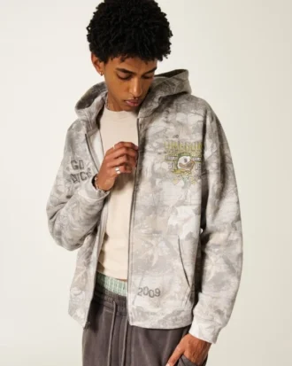 Φούτερ με κουκούλα και φερμουάρ Boxy Zip-Up University of Oregon Ducks Graphic Camo Hoodie