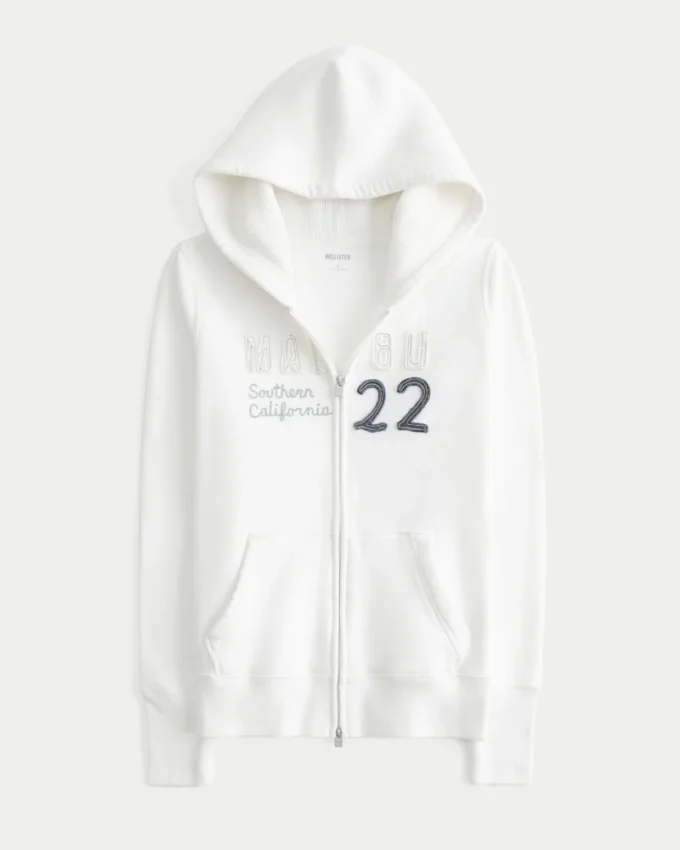 Φούτερ με κουκούλα και φερμουάρ Malibu Graphic Hoodie με επένδυση από βάφλα