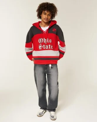 Φούτερ με κουκούλα και γραφικό χόκεϊ της Ohio State University Buckeyes