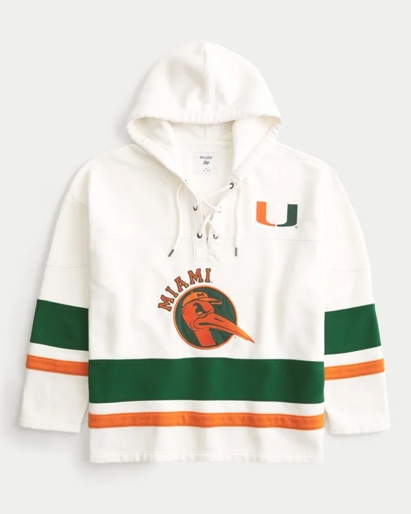 Φούτερ με κουκούλα και γραφικό χόκεϊ της University of Miami Hurricanes Φούτερ με κουκούλα και γραφικό χόκεϊ της University of Miami Hurricanes